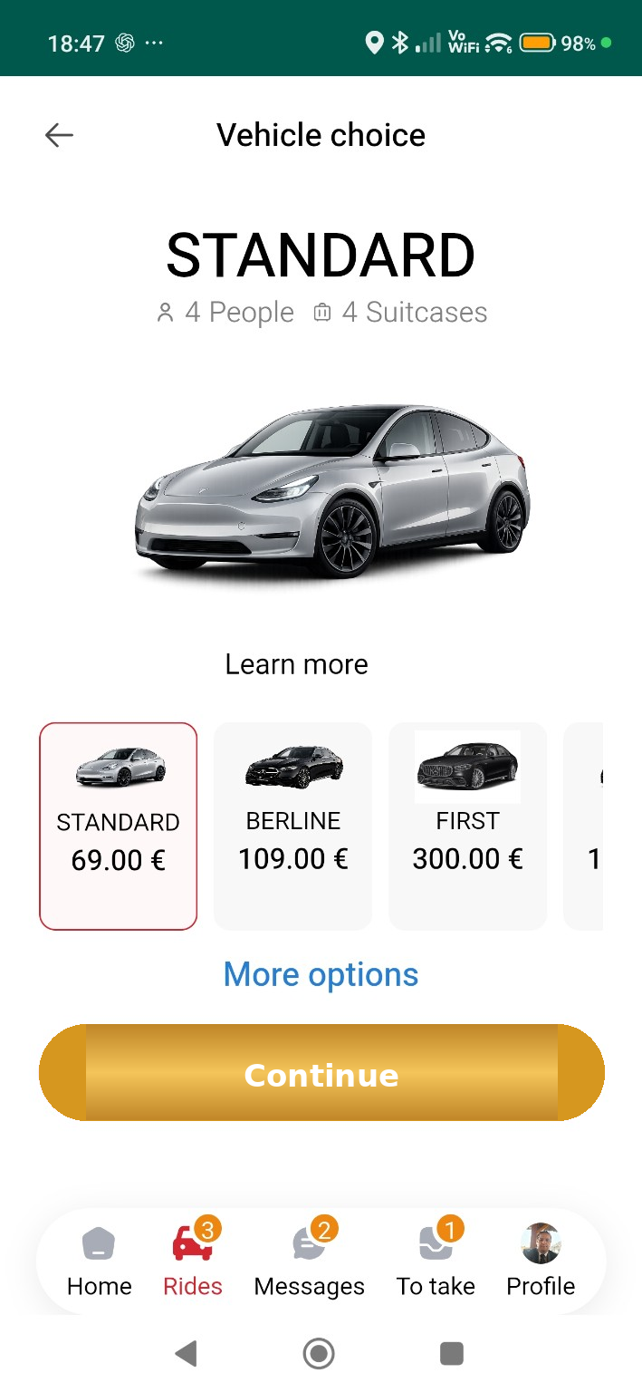 Bella Transport app to book a private chauffeur in Paris